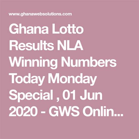 Monday Special (Ghana) Lottery Results & Winning Numbers.